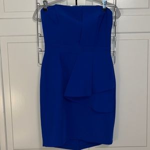 Strapless royal blue mini formal dress